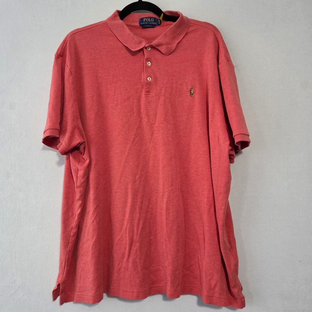 Polo Ralph Lauren Polo Shirt Mens XXL Salmon Pink Classic Fit Fresh Pony Preppy